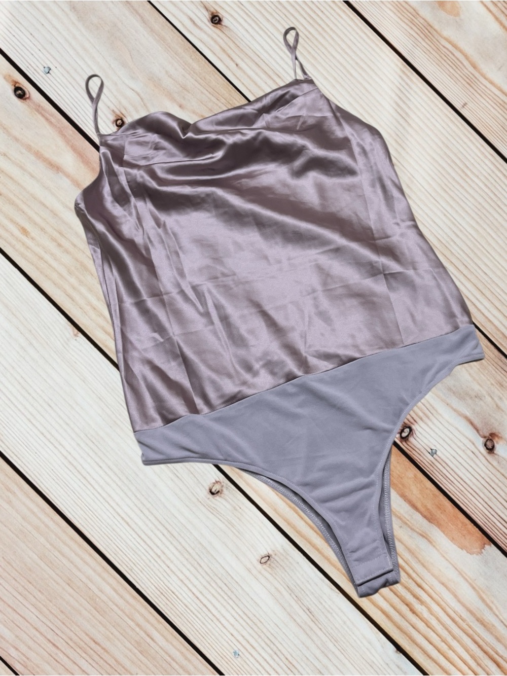 NWT The Lifestyled Co M mauve satin bodysuit